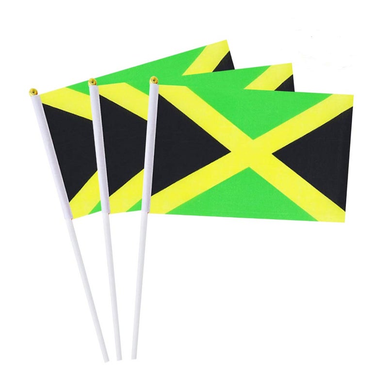 mflagperft Jamaica Flag Jamaican Flag, Small Mini Handheld Jamaica Flags on Stick, Ideal for Party Parades Sports Events Patriotic Festival Decorations - Image 1